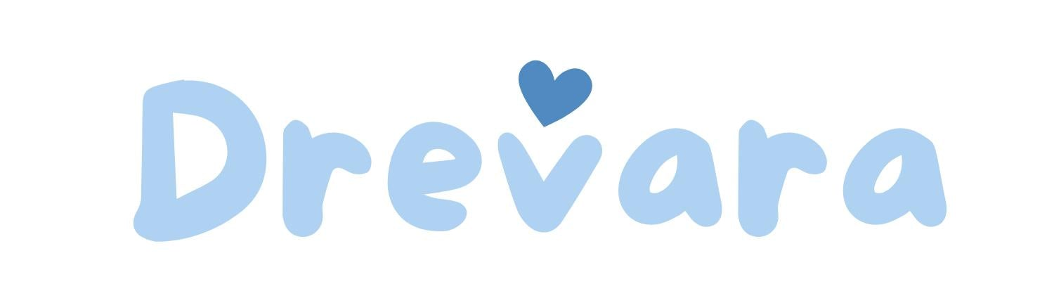Light blue Drevara text logo with heart accent above the letter v on white background