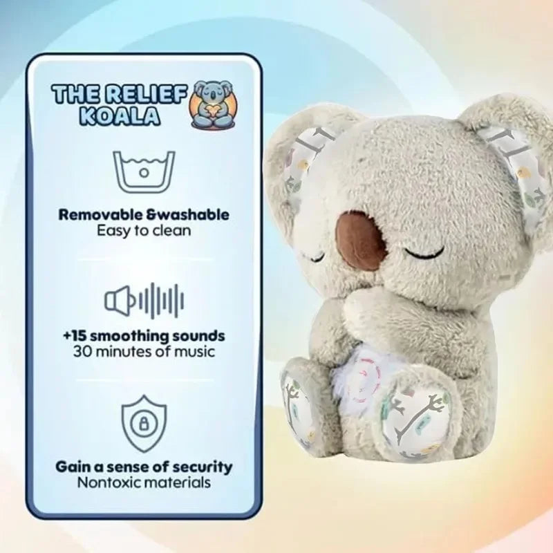 Soft plush koala sleep aid toy for kids with soothing sounds, washable, nontoxic material