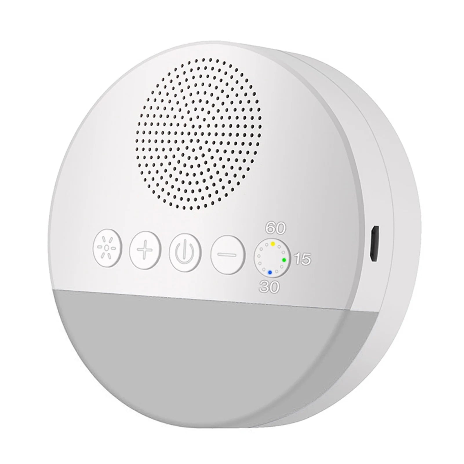 White noise sound machine with timer and control buttons for sleep aid
